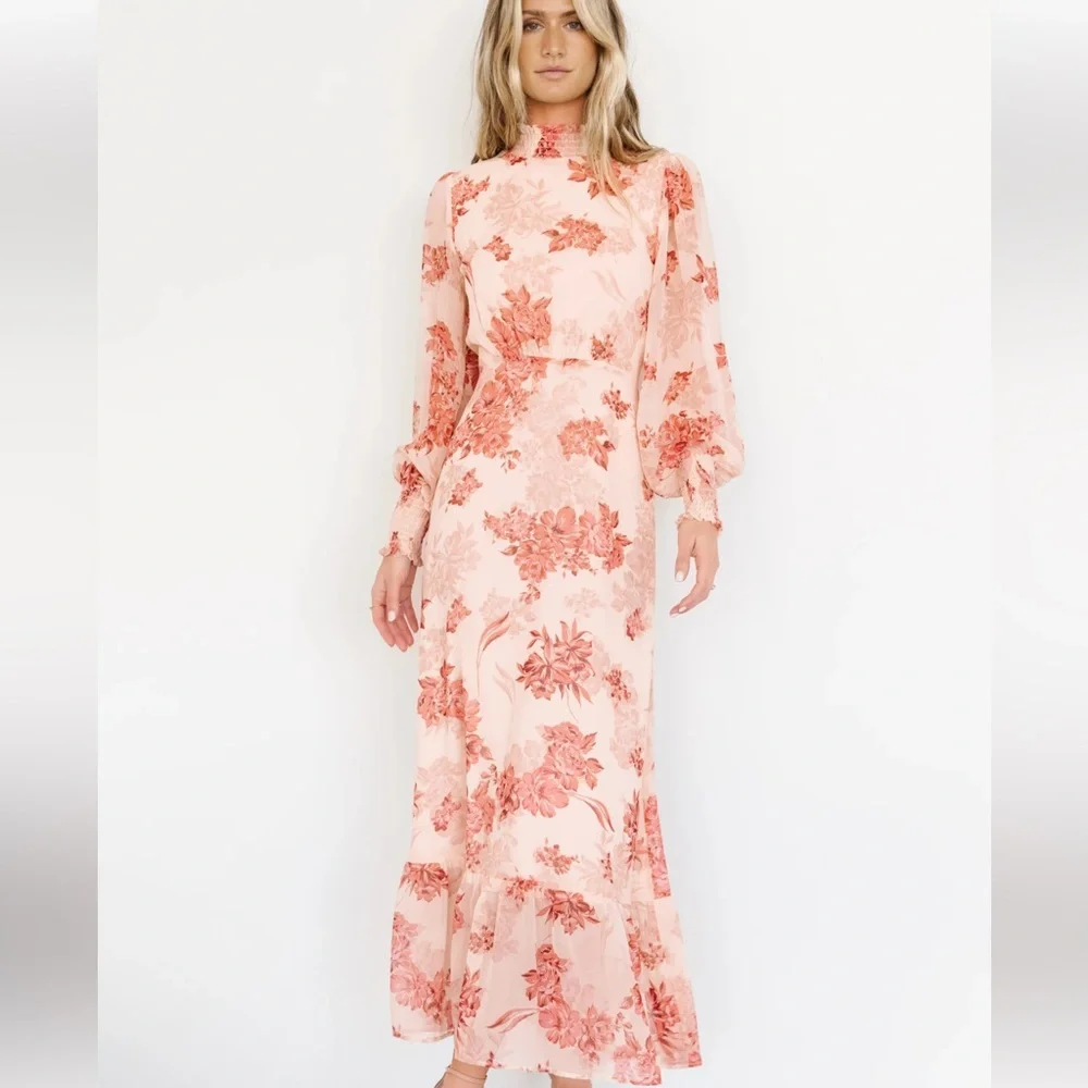 Baltic Born Floral Long Sleeve Dress in Pink and Red - Picture 9 of 16